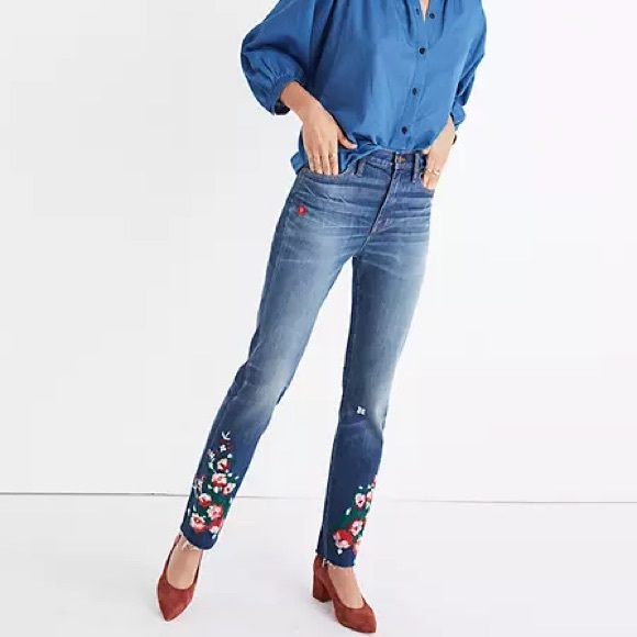 Madewell Denim - Madewell Slim Boy Jean Embroidered Flowers